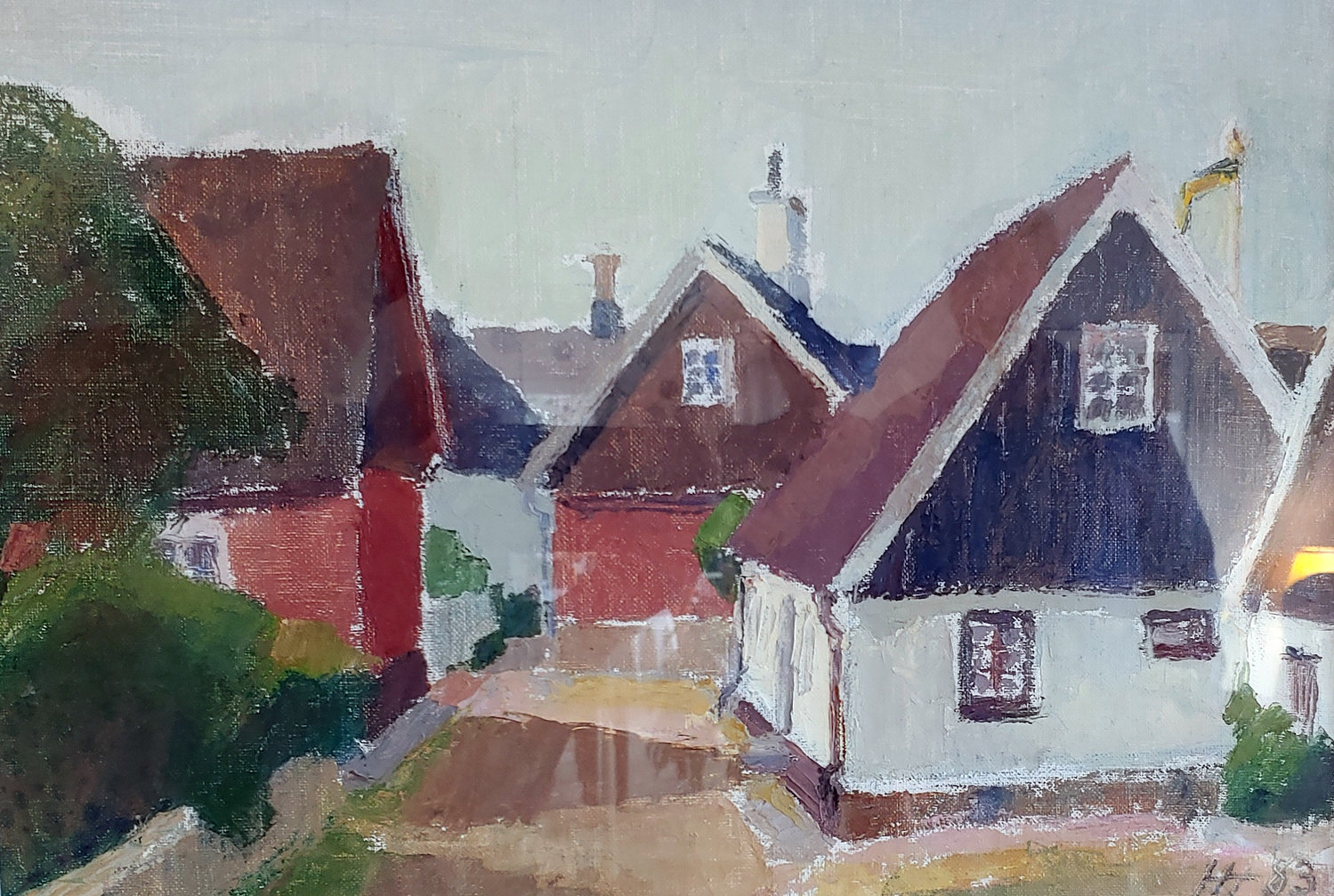 Painting from 1983 of Lisa's childhood home on right